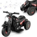 COSTWAY 6V Kids Ride on Motorcycle, Electric Toy Car with Bubble Maker, LED Headlight, Forward & Backward Switch, Battery Powered Motorbike for Boys Girls (Black)