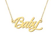 18k Gold Plated Baby Name Necklace Initial Word Necklace Stainless Steel Jewelry for Birthday Graduation