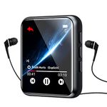 64GB MP3 Player with Bluetooth 5.0, Portable Digital Lossless Music Player, Built-in Speaker, 1.8 in Full Touch Screen, FM Radio, Pedometer, Line-in Recording, Earphones Included, Support up to 128GB