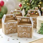 Ginger Ray Gingerbread House Gift Present Wrapping Boxes with Personalised Sticker Names, Pack of 4, MLC-137