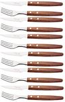 Steak / Pizza Knife and Fork Set - 12piece set Extra Long Wooden Handle Modern Steak Knives and Forks