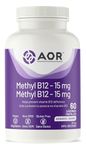 AOR Methyl B12 15mg, 60 Lozenges - Premium Vitamin B12 Methylcobalamin - Vegetarian Organic B-12 Supplement - Pure Methylated B12 - Supports Nerve Health, Energy Levels and Red Blood Cell Production