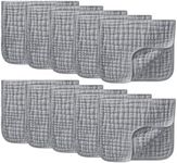 Yoofoss Muslin Burp Cloths 10 Pack Large 20''X10'' 100% Cotton 6 Layers Thicken Super Soft and Absorbent - Grey