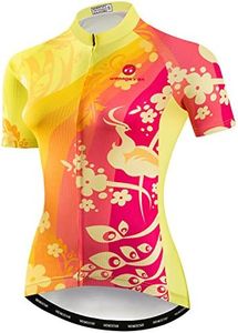 Women's Cycling Jersey Bike Shirts Short Sleeve Ladies Bicycle Clothing MTB Cycle Jacket Yellow Red Size L