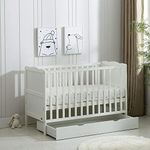 mcc direct White Wooden Orlando Baby Cot Bed & Rollaway Drawer & Aloe Vera Water Repellent Mattress(Orlando Drawer White)