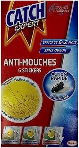 Catch Expert Mouches Autocollants Anti–Mouches Décoratifs, Sans Odeur, 6 stickers Jaunes