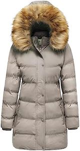 WenVen Women's Winter Parka Jacket Warm Puffer Coat with Faux Fur Hood (Khaki, 3XL)