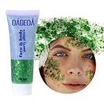 DAGEDA 50ML Body Glitter Gel, Face Glitters Body Gel Sequins Shimmer Liquid Eyeshadow, Chunky Glitter for Face Hair Nails, Holographic Cosmetic Laser Powder Festival Glitter Makeup (Green)