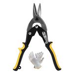 Digital Craft 10" Inch Metal Cutting Scissors Rubber Handle Straight Aviation Tin Snip Sheet Shear Pliers with High Hardness Random Colors with Safety Hand Gloves