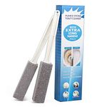 2 Pack Pumice Stone Brush Toilet Bowl Cleaner with Extra Long Handle, 100% Natural Pumice Toilet Brush for Household Cleaning, Hard Water Cleaner Remover for Toilet, Pool, Bathroom, Tiles & BBQ Grills