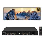 4K Video Wall Controller, 1x2 TV Wall Processor input support 3840x2160@60HZ /30HZ DP1.2 Signal, Support each output 1920x1080/60HZ, Real 4K Resolution