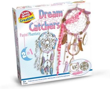 Small World Toys 2 In 1 Pastel Dream Catcher - Make Your Own Dreamcatcher - DIY Handmade Dream Catchers for Bedroom Decor - Arts and Crafts for Kids - Dream Catcher for Girls & Boys Ages 6+