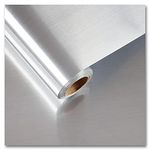 Cre8tive 24" x 118" Wide Silver Aluminum Foil Contact Paper Peel and Stick Waterproof Oil Proof Stainless Steel Wallpaper Heat Resistant for Kitchen Stove Backsplash Renovation Fridge Dishwasher Decor