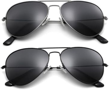 Pro Acme Aviator Sunglasses for Men Women Classic Polarized UV400 Protection (2 Pairs) Black Frame/Black Lens + Gunmetal Frame/Grey Lens
