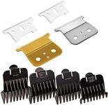 2 Pcak Professional Barber-Grade T-Blade Replacement Compatible with Andis T-Outliner，Barber-Approved T Clipper&Trimmer Blades#04710/04521，Precision Sharp，Zero-Gap Fit (Ceramic T,Gold/Sliver+4 Guards)