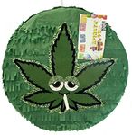 APINATA4U 16" Green Hemp Leaf Piñata for Adults - Happy 420 Party Decorations, Ideal for Bachelorette Celebrations - Unique Hemp Leaf Theme - Have a Dope Birthday Bash-Let's Get Lit!