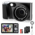 4K Digital Camera,Autofocus 48MP Vlogging Camera for Photography YouTube Compact Camera with Flash,18X Digital Zoom, Anti Shake, Macro Photography, 32G SD Card and 2 Batteries