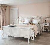 Juliette Double Bed Frame 4ft6 - White French Style with Wooden Headboard & Slats - Luxury Bedroom Furniture