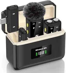 PQRQP Wireless Microphone for iPhone, iPad and Android(Lightning/USB C), Dual Microphones 20 H Battery Life, Mini Microphone, Cordless Double Mics for Video Recording, YouTube, TikTok, 164FT