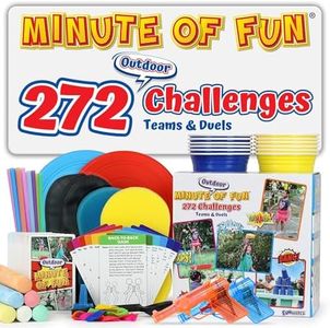 Funwares Minute of Fun Outdoor Game - 272 Minute to Win It Games, Backyard Birthdays, Home Parties, Family Fun, Activities for Teens, Camping, Travel. Most Contents to Play are Included, 2-12 Players