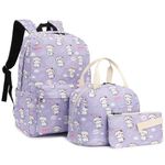 Girls Backpack for School, Kids Elementary School Bag Teens Middle Bookbag Set with Lunch Box Pencil Case (Cat)