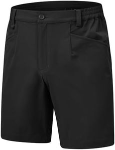 BGOWATU Men's Golf Shorts Stretch Quick Dry 7 Inch Dress Hiking Casual Flat Front Shorts with Zipper Pockets Black 36