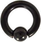 FIFTH CUE Black IP Spring Action Easy Pop Out Captive Bead Ring 316L Surgical Steel - EASY OPEN! - 00G | 0G | 2G | 4G | 6G | 8G (00GA (10mm) - 5/8" (16mm) LENGTH)