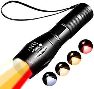 Red Light Tactical Flashlight Rechargeable，1800K Warm Light for Eye Care, Observation Lights， 4 in 1 White Light and Yellow Light and Amber lamp and Red Light, Night Observation.