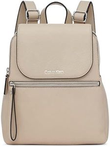 Calvin Klein Women's Reyna Novelty Key Item Flap Backpack, Mushroom, One Size, Reyna Novelty Key Item Flap Backpack