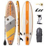 THURSO SURF Inflatable Stand Up Paddle Board All-around SUP Waterwalker 120 10'×30''×6'' Deluxe Package | Carbon Shaft Paddle | Roller Backpack | Dual Chamber Pump | Coiled Leash (Tangerine)