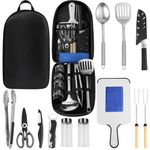 Lafuntar Camping Cooking Set, Camping Utensils Set, 14 Pcs Camping Cooking Equipment, Portable Outdoor Camping Kitchen Accessories, Black