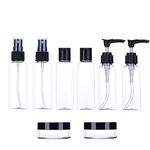 Hian Travel Bottles Kit, Portable Refillable Toiletry Containers Set for Lotion, Shampoo, Cream, Soap | Compact and Convenient for Short Trips, Gym, and Daily Essentials (Black, Pack of 8)