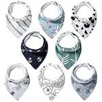 Lekebaby Baby Bandana Dribble Bibs Drool Bibs for Boys Girls 0-36 Months, Pack of 8,Soft Fabric for 100% Comfort Absorbent with Adjustable Snaps for Newborn and Toddlers