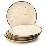 Bodhi House Ceramic Handcrafted Serving 4 Dinner Plates 10.6 Inch | Handpainted | Dining | Stoneware | Dinnerware | Scratch Resistant | Microwave & Dishwasher Safe | Set of 4 | Beige