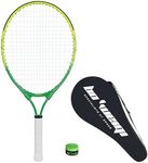 bo'weiqi 23" Kids Tennis Racket for Aged 6-8, Lightweight Youth Tennis Racket for Outdoor/Indoor Sports Including 1 Tennis Racket,1 Replacement Overgrip and 1 Shoulder Strap Bag(Green+Yellow)