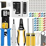 TAIWAIN RJ45 Crimping Network Repair Maintenance Tool Set Kit Cat6 Cat5e Crimper Cat5 RJ11 Wire Cable Tester 8P/4P/6P Ethernet Crimp Stripper, LAN Repair Cutter Set for DIY