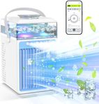 Portable Air Cooler, 4 In 1 Mini Mobile Air Conditioner Fan and Humidifier, USB Small Personal Space Air Cooling Fan with 7 LED Lights, 2 Spray Modes, 3 Wind Speeds for Bedroom, Office, Home, Dorm