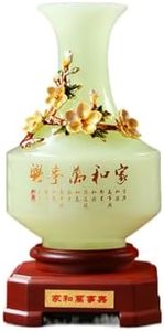 Jefuzh 平安如意琉璃玉花瓶摆件 Feng Shui Figurine Home Office Decor Chinese Gifts Ceramic Vase Trendy Home Living Room Entryway Decorative新房客厅酒柜玄关创意家居装饰品乔迁礼品 8983
