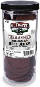 Old Trapper Double Eagle Beef Jerky, Peppered Flavor, 21oz. 80-Piece Jar, Natural Wood Smoked Meat Snacks, 10 Grams of Protein and 80 Calories per Serving (Pack of One)
