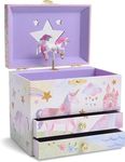 Jewelkeeper Unicorn Jewellery Box for Girls with 2 Pull-out Drawers, Glitter Rainbow and Stars Unicorn Design, The Beautiful Dreamer Tune - Store Your Precious Items - Ideal for Girls Ages 3 and Up