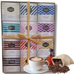 Coffee Gifts |12x Instant Flavoured Coffee Hamper |1x Pumpkin Spice Coffee Syrup 1x Stencil | Christmas Gifts for Men Women Ideas Couples | Drink Gift for Coffee Lovers | Xmas Presents Selection Box