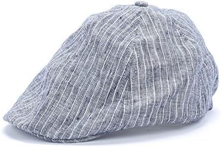 Baby/Toddler Boys Flat Newsboy Style Cap - Blue, Vintage Stripe Linen - Age 1-2Y