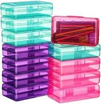 24 Pack Pencil Boxes for School Bulk Clear Pencil Case Large Capacity Hard Pencil Boxes Plastic Crayon Boxes with Snap-tight Lid Stackable Design School Classroom Supplies (Turquoise, Purple, Pink)