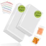 100 Count Food Vacuum Sealer Bags 15x25cm(50)+20x30cm(50), Textured Vacuum Sealer Bag Thick Embossed Vacuum Sealer Machine Bags Pre-Cut Bag Food Saver Vacuum Bags for Food Storage Sous Vide Cooking