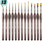 Detail Paint Brush Set, Rock Ninja 13pcs Miniature Brushes for Fine Detailing & Art Painting - Acrylic,Watercolor, Oil Miniatures, Scale Models, Airplane Kits, Nail, Line Drawing, Warhammer 40k