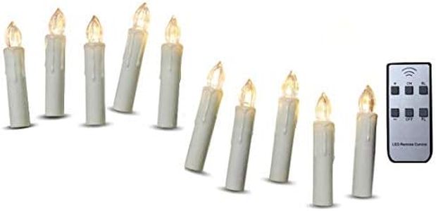Gedengni Flameless Mini Simulated Wax Dipped Flickering LED Taper Candles with Remote and Removable Clips for Baroque Candle Chandelier