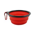 Brain Freezer Silicone Dog Bowl, Foldable Expandable Cup Dish For Pet Cat Food Water Feeding, Portable Travel Bowl With A Free Hook-Red,13 cm,H_14.2 cm,W_1.7 cm