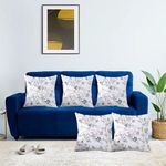 Mahaveer Cotton Microfiber Cushion Filler/Throw Pillow, 18X18 Inch, Set Of 5 Cushion, Sofa Cushions, Decorative Cushion For Sofa, Bedroom, Car, Office Sofa, Office Chair_Pink-White-Waverly