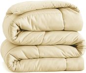 Comforter Down Alternative Microfiber Quilted Solid Comforter/Duvet Insert - Ultra Soft Hypoallergenic Bedding - Medium Warmth for All Seasons Full Comforter - Vanilla