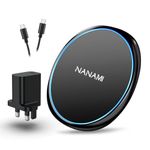 NANAMI Fast Wireless Charger with PD3.0 Adapter, 10W for Samsung Galaxy S24/S23/S22/S21/S20/S10/S9/S8, 7.5W Qi-Certified Fast Charging Pad for iPhone 15/14/13/12/11/11 Pro/XS Max/XS/XR/X/8 New AirPods